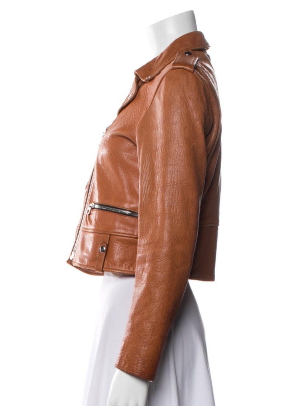 Sandro Cropped Leather Jacket - Picture 4 of 4